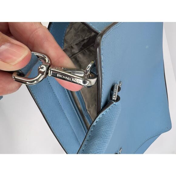 Michael Kors Selma Medium TZ Satchel in Steel Blue/Sky/Navy - Picture 12 of 16